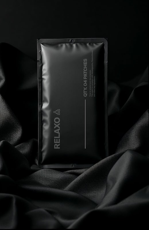 Black plastic pouch on velvet